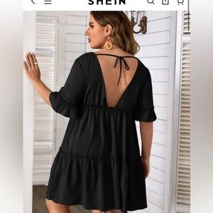 SHEIN Plus Flounce Sleeve Tie Back Dress